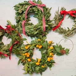 Jordan's three holiday wreaths